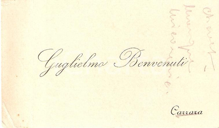 1930 ca CARRARA (MS) Biglietto Guglielmo BENVENUTI