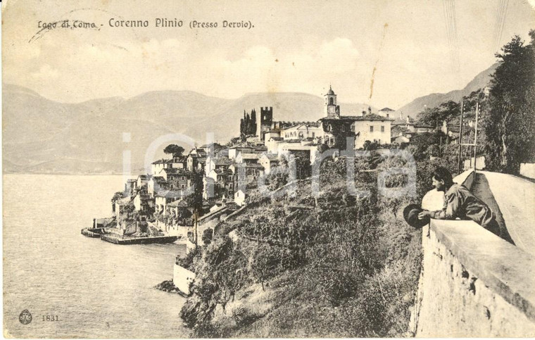 1910 DERVIO (LC) Veduta di CORENNO PLINIO e del lago di COMO *Animata FP VG