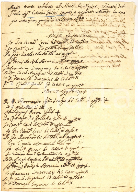 1794 SPOLETO (PG) Messe per Caterina GELOSI LUPARINI