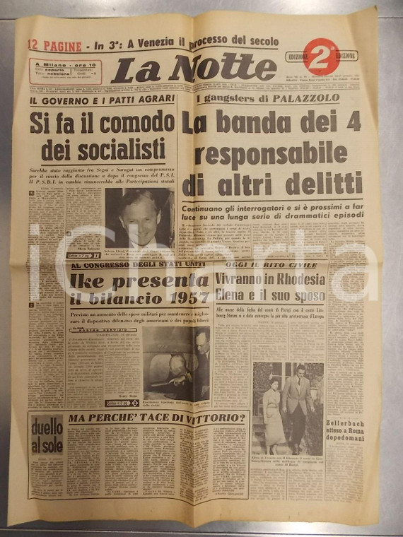 1957 LA NOTTE Gangsters di PALAZZOLO MILANESE omicidio Felice SOLARO Banco DESIO