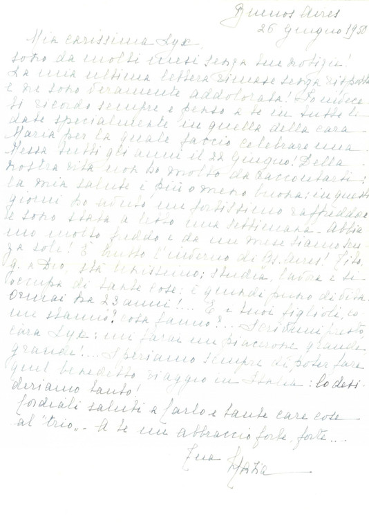 1950 BUENOS AIRES Maria CALAMARI BOSCH detesta l'inverno argentino AUTOGRAFO