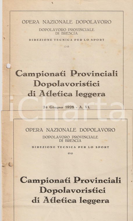 1928 BRESCIA Campionati provinciali DOPOLAVORO Regole