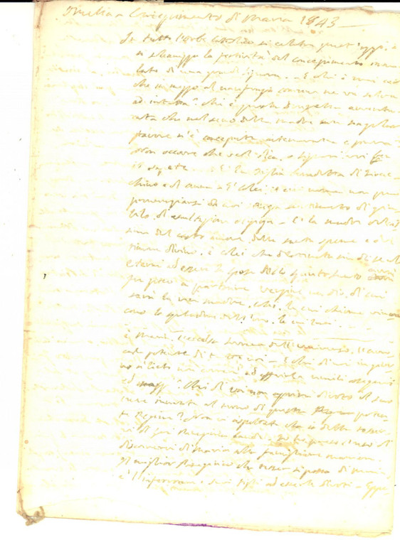 1843 CONVERSANO (?) Omelia per il concepimento di Maria *Manoscritto 10 pp.