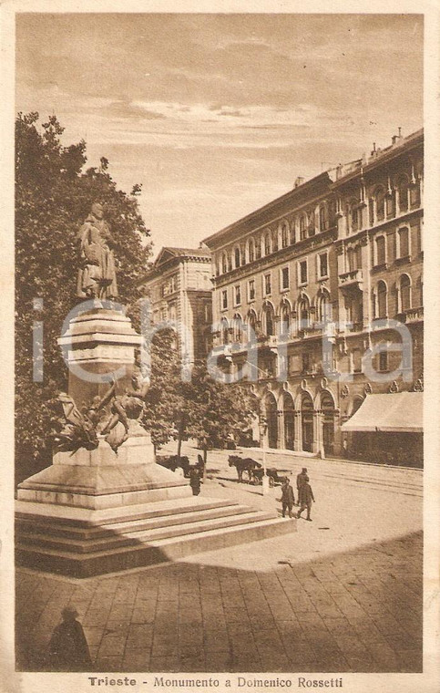 1924 TRIESTE Monumento a Domenico ROSSETTI *Cartolina ANIMATA FP VG