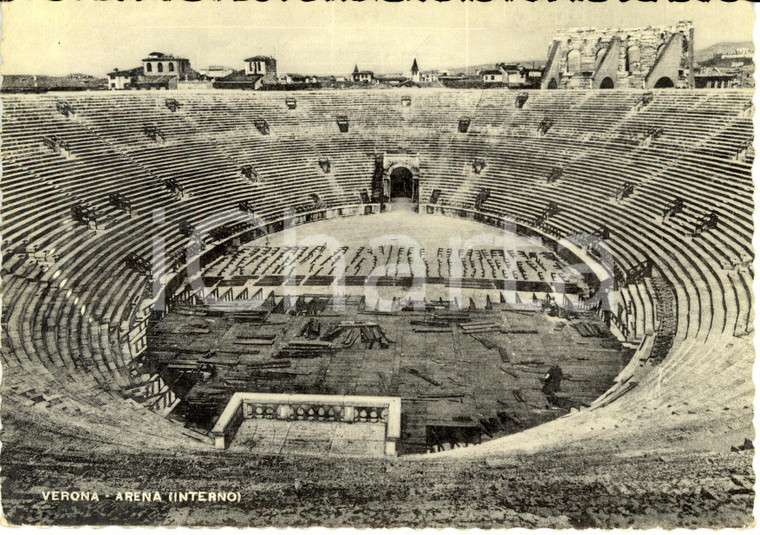 1955 VERONA L'interno dell'arena *Cartolina DANNEGGIATA FG VG