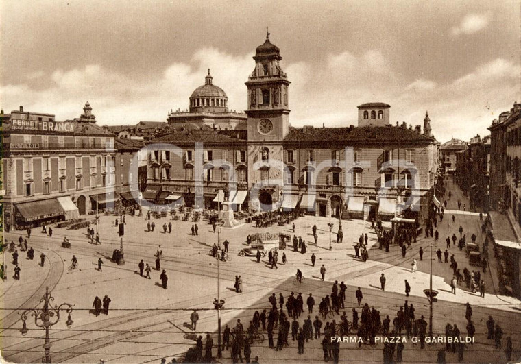 1940 ca PARMA Piazza GARIBALDI - FERNET BRANCA e birra WALSHEIM *Animata FG NV