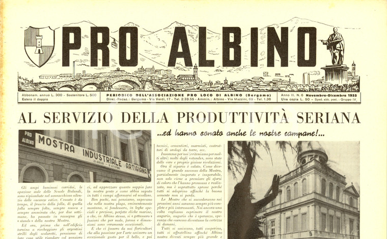 1955 PRO ALBINO Mostra Industriale Artigiana alle Scuole BULANDI *Giornale