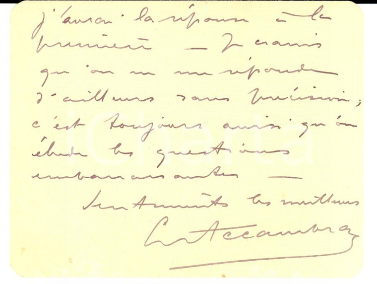 1916 PARIS Deputato Léon ACCAMBRAY interroga il ministro *AUTOGRAFO