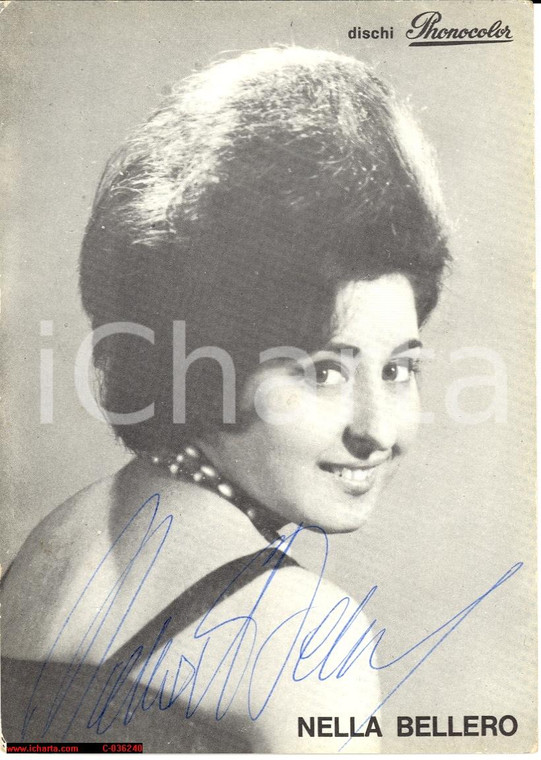 1962 NELLA BELLERO Foto Phonocolor AUTOGRAFATA