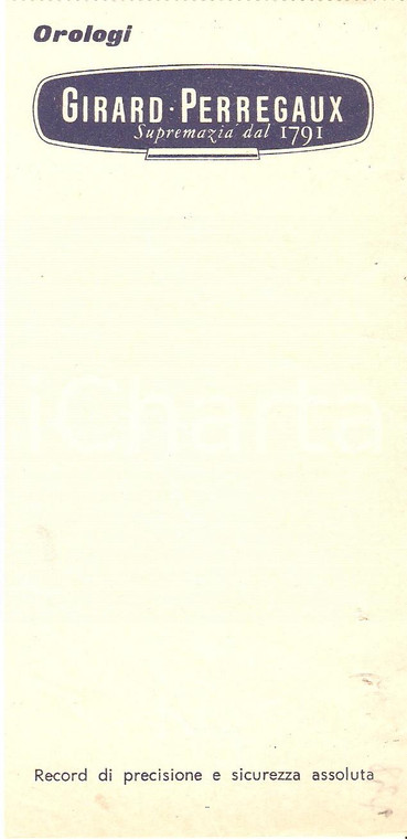 1969 PAVIA Oreficeria PRINA Orologi GIRARD - PERREGAUX *Ricevuta 8x16 cm