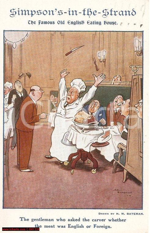 1930 LONDRA Caricatura SIMPSON'S-IN-THE-STRAND Bateman