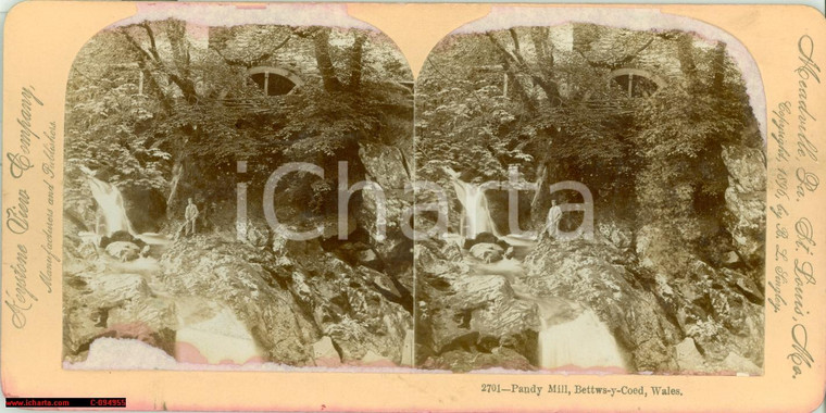 1896 PANDY MILL (WALES) Pescatore a bordo cascata