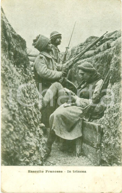 1917 WW1 Esercito francese in trincea Guerra degli Alleati *Cartolina FP VG