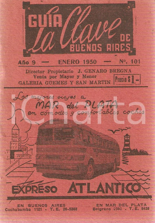 1950 ARGENTINA La clave de BUENOS AIRES Guida della città EXPRESO ATLANTICO