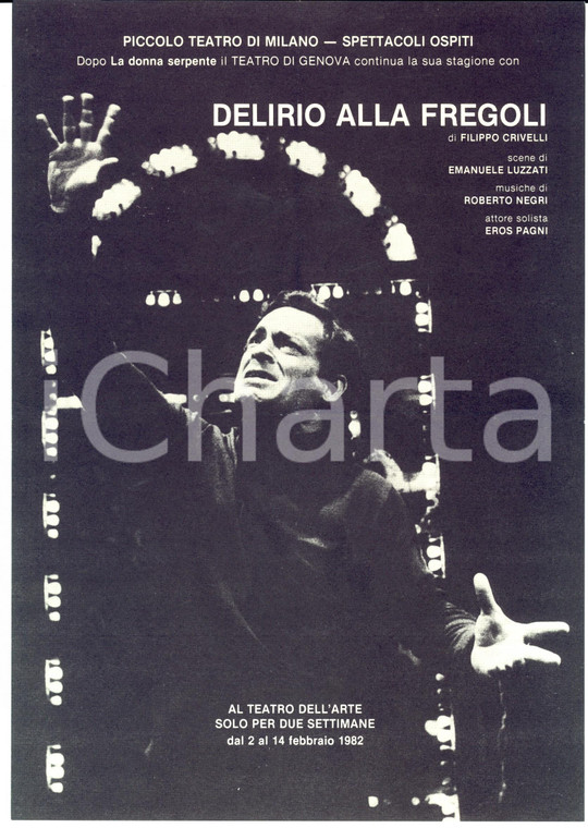 1982 Piccolo Teatro di MILANO Filippo CRIVELLI Delirio alla Fregoli  *Locandina 