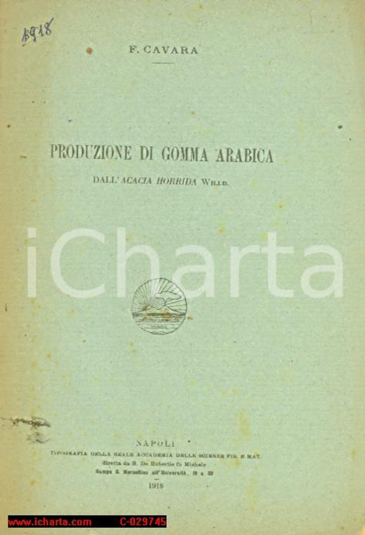 1918 Produzione di Gomma Arabica"di F. Cavara"