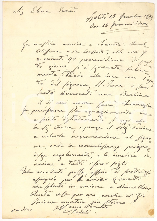 1848 SPOLETO PG Nascita della piccola Francesca FEDELI