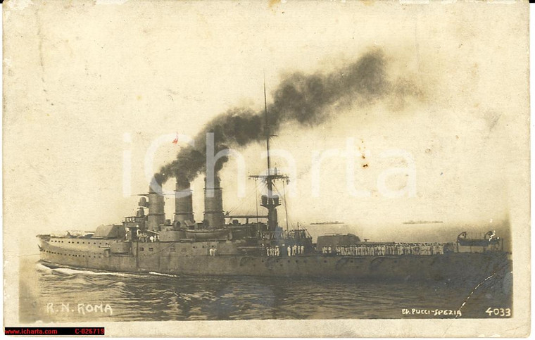 1908 Regia Nave Roma, vg, anim, NO Classe Littorio