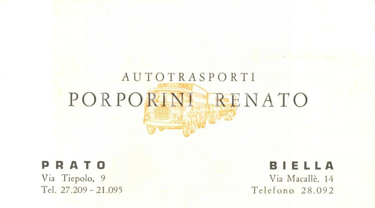 1967 PRATO Autotrasporti Renato PORPORINI Biglietto ILLUSTRATO