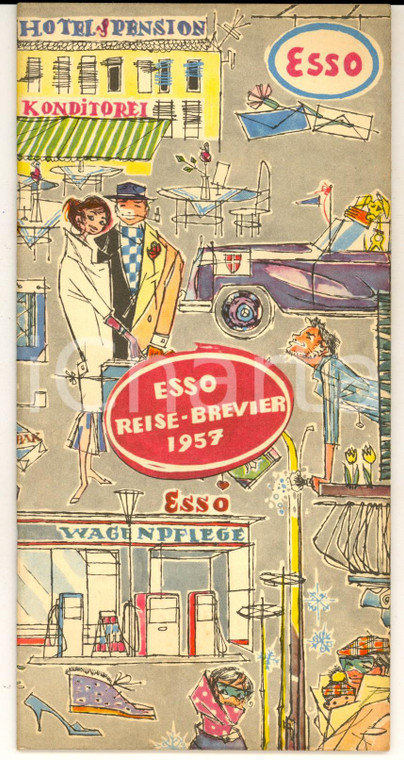 1957 ESSO Reise-brevier - Pieghevole ILLUSTRATO VINTAGE Deutsch 36 pp.