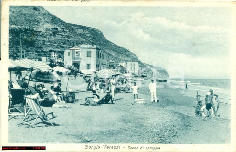 1939 BORGIO VEREZZI (SV) Scene di spiaggia ANIMATA FP