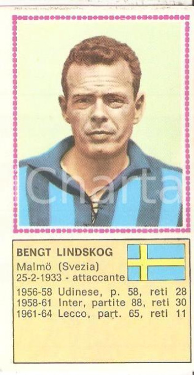 PANINI - CALCIATORI 1970 - 1971 Figurina Bengt LINDSKOG