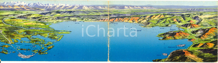 1919 TRIESTE Panorama del GOLFO della città *Cartolina illustrata DOPPIA VG