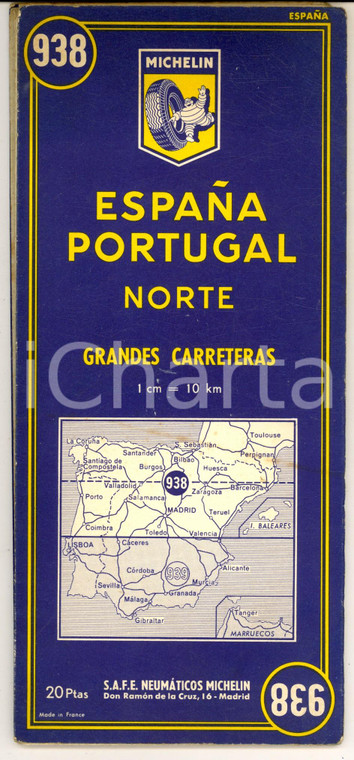 1959 Carta stradale MICHELIN - ESPANA - PORTUGAL Norte - Grandes carreteras