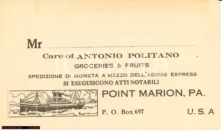 1920(?) Antonio Politano -Groceries & Fruits BUSTA