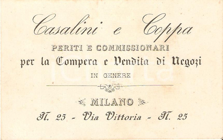1920 circa MILANO Compera vendita negozi CASALINI COPPA