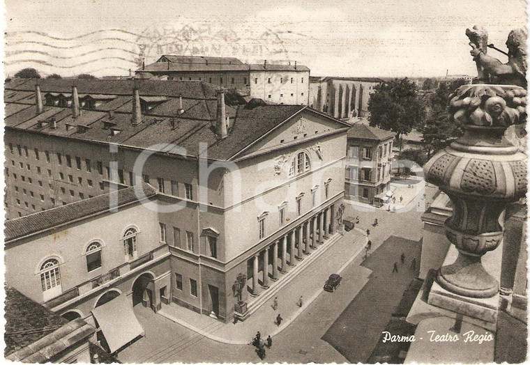 1954 PARMA Panorama TEATRO REGIO Animata *Cartolina FG VG