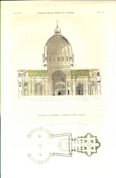 1830 ca FERRARIO COSTUME EUROPEO Spaccato della chiesa di San Pietro *Inc. CORSI