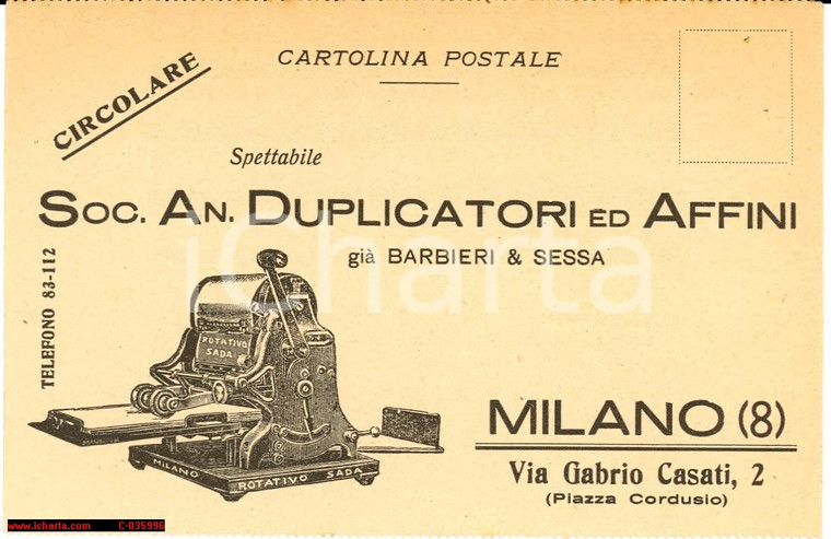 Milano anni '30 - Duplicatori Barbieri & Sessa