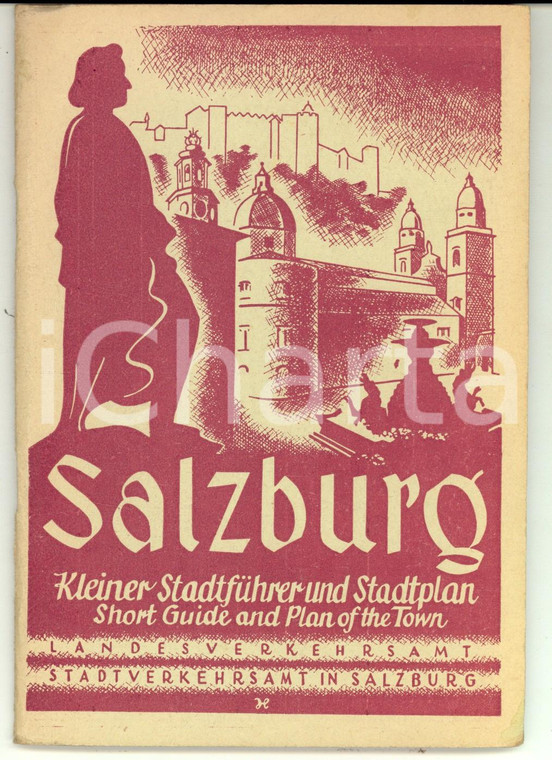 1950 ca SALZBURG Short guide and plan of the town *Pubblicitario TURISMO