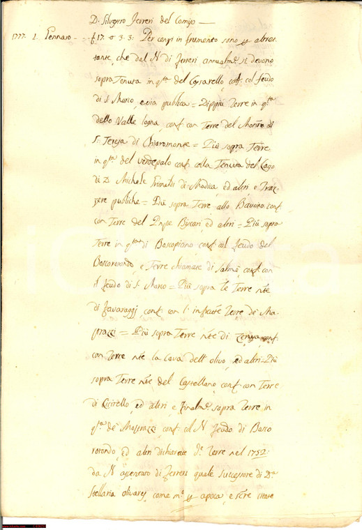 1777 COMISO Censi Don Silvestro Ferreri - manoscritto