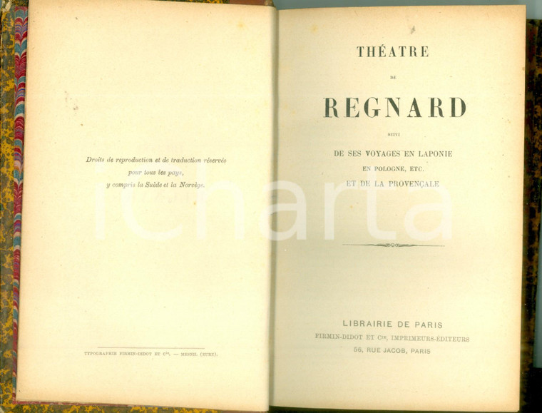 1843 Jean-François REGNARD Théatre suivi de ses Voyages en LAPONIE