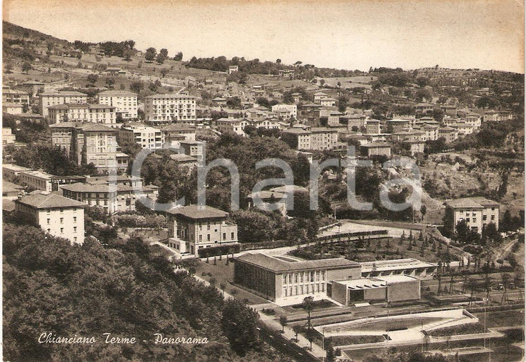 1959 CHIANCIANO TERME (SI) Panorama della città DANNEGGIATA *Cartolina FG VG