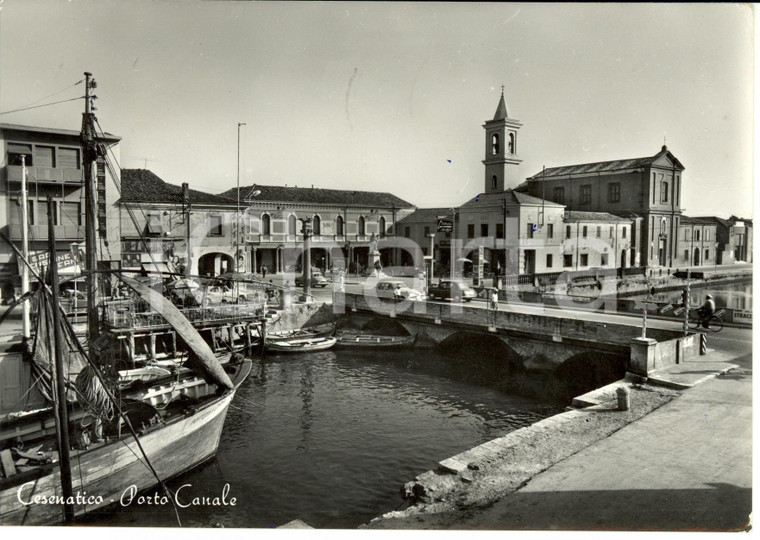 1960 CESENATICO (FC) Veduta PORTO CANALE con barche ormeggiate *Cartolina FG VG