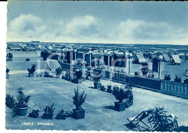 1949 CERVIA (RA) Veduta della spiaggia con i bagni *Cartolina postale FG VG