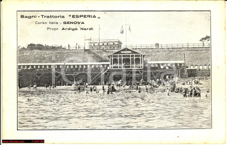 1920 ca GENOVA Bagni - Trattoria ESPERIA Animata FP NV