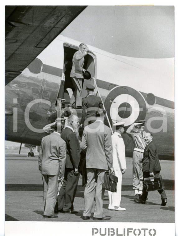 1954 ROMA CIAMPINO Ministro Anthony EDEN su volo diretto a PARIGI *Foto 13x18 cm