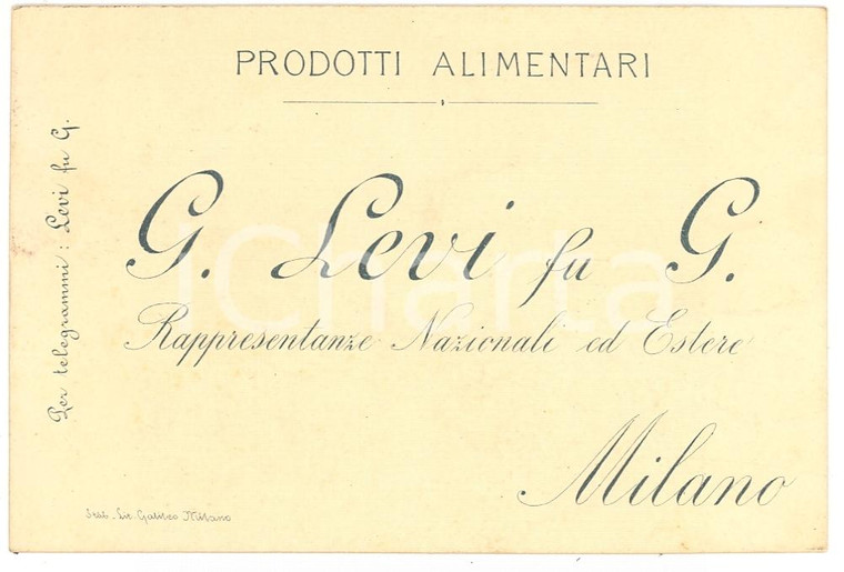 1900 circa MILANO Biglietto prodotti Alimentari G. LEVI