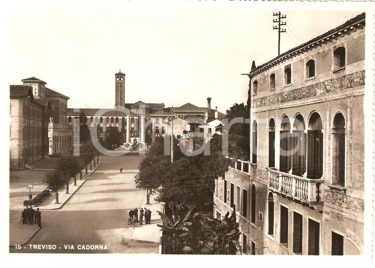 1955 ca TREVISO Via Cadorna CHIESA SAN FRANCESCO Animata *Cartolina