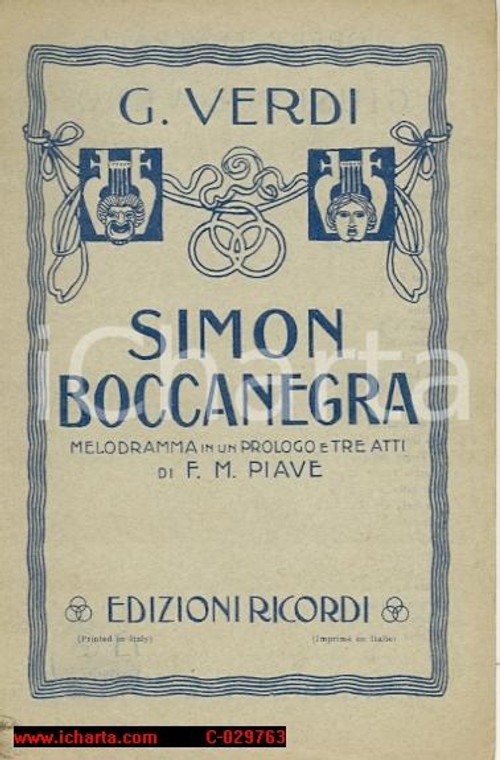 1925 (?) Simon Boccanegra Verdi, FM Piave RICORDI