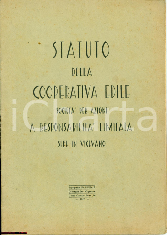 1949 VIGEVANO (PV) Statuto della cooperativa EDILE
