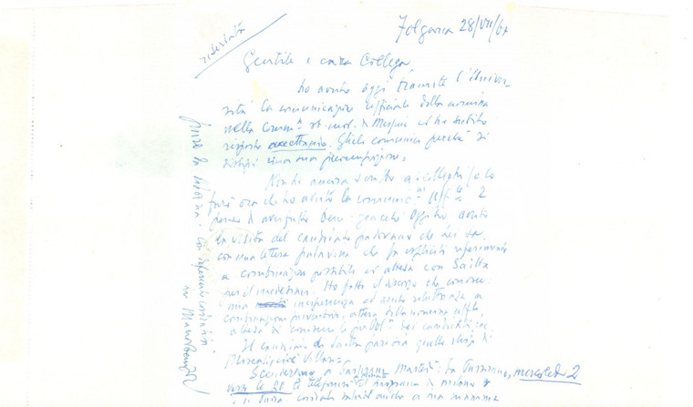 1967 FOLGARIA (TN) Storico Mario BENDISCIOLI riluttante a combinare concorsi