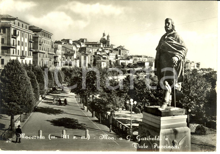 1963 MACERATA Monumento a GARIBALDI e Viale Puccinotti *Cartolina FG VG