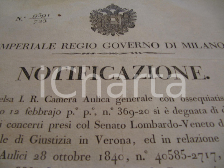 1847 MILANO Nuove regole per istanze IMPERIALE REGIO GOVERNO Manifesto
