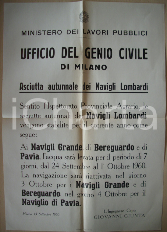 1960 MILANO Asciutta autunnale dei NAVIGLI Lombardi