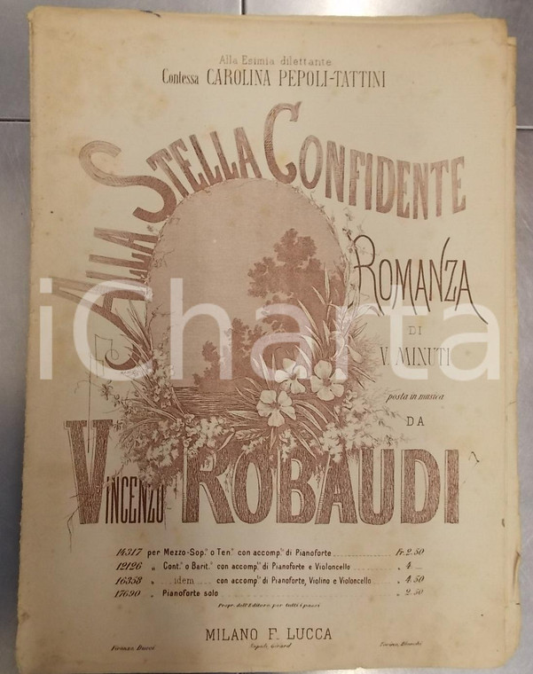 1880 ca Vincenzo ROBAUDI Alla stella confidente Romanza Carolina PEPOLI TATTINI